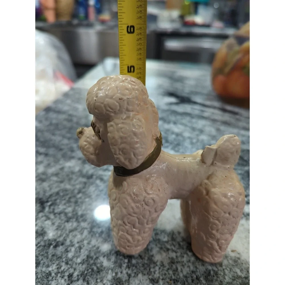 Vintage Chalkware Poodle Carnival Prize Poodle Dog Pup Pink Tones